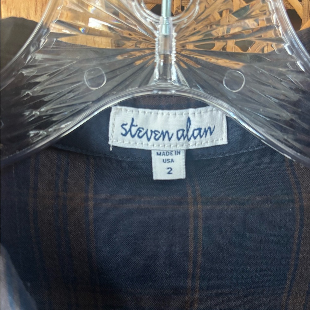 Steven Alan Plaid Blue & Brown Shirt Dress /size 2/ Great Condition - Picture 2 of 5